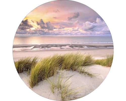 Metallbild North Sea Ø 98 cm Strandhafer auf einer Düne mit Meerblick