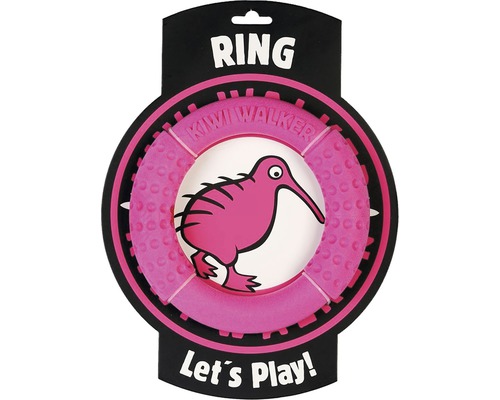Jouet pour chiens Kiwi Play anneau Maxi rose vif 17,5 x 2,5 cm