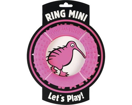 Jouet pour chiens Kiwi Play anneau Mini rose vif 13,5 x 2,5 cm