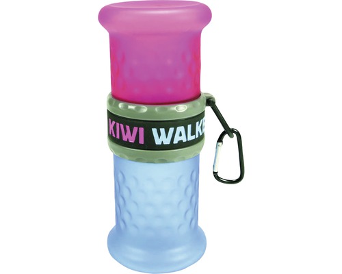 Récipient de voyage eau et nourriture pour chiens Kiwi Travel Bottle 2 en 1 bleu 9,5 x 23,7 cm pour emporter en voyage