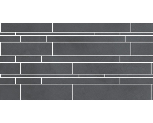 Kombibordüre Cementine Multi- cut anthrazit 30 x 60 x 0,9 cm Mosaikfliese in Steinoptik