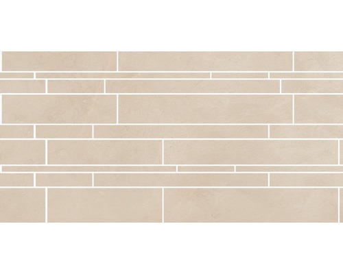 Kombibordüre Cementine Multi- cut creme 30 x 60 x 0,9 cm Keramikfliesen in unterschiedlichen Größen im Verband verlegt