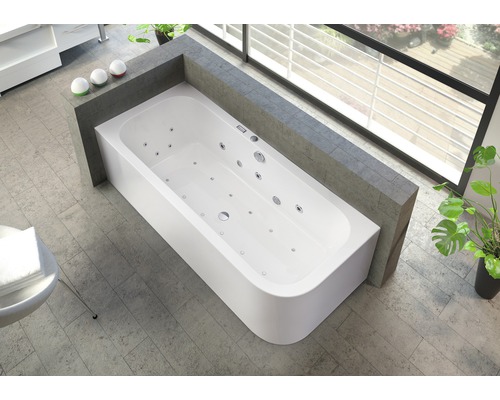 Baignoire balnéo silhouette OTTOFOND Spirit 80 x 180 cm blanc brillant 70017 Baignoire à remous dans une salle de bains moderne