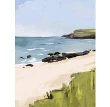 Illustration d''une côte maritime avec plage de sable et rochers