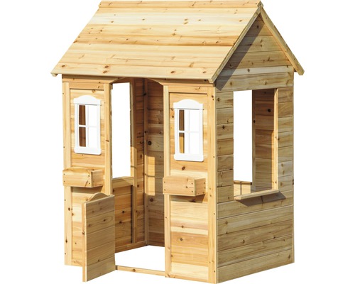 Maisonnette en bois avec porte et fenêtres