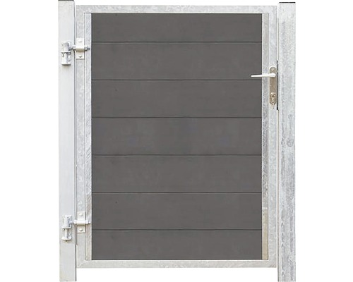 Portail à un vantail PLUS Futura gauche y compris poteaux argent 99 x 127 cm gris ardoise Portail de jardin avec cadre en métal et remplissage en bois