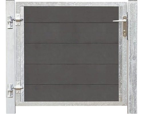 Portail à un vantail PLUS Futura gauche y compris poteaux argent 99 x 91 cm gris ardoise Portail de jardin avec cadre métallique et système de verrouillage