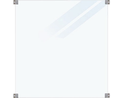 Élément partiel PLUS verre dépoli feuilleté y compris 4 ferrures pour poteaux ronds 90 x 91 cm Panneau en verre clair avec fixations