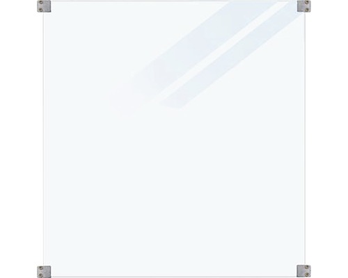 Élément partiel PLUS verre dépoli y compris 4 ferrures pour poteaux ronds 90 x 91 cm Plaque de verre clair avec fixations