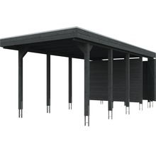 Carport en bois avec toit plat et parois latérales