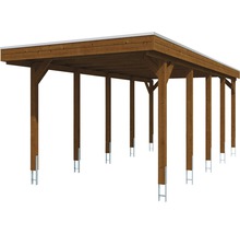 Einzelcarport SKAN HOLZ Friesland inkl. EPDM-Dachfolie und H-Pfostenanker 314 x 708 cm nussbaum