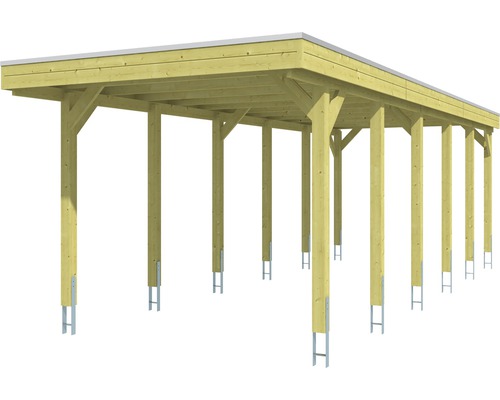 Carport en bois avec supports métalliques