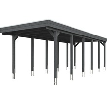 Carport simple SKAN HOLZ Friesland avec panneaux de toiture en aluminium et ancrage pour poteaux H 314 x 860 cm gris