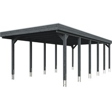 Einzelcarport SKAN HOLZ Friesland inkl. Aluminium-Dachplatten und H-Pfostenanker 397 x 860 cm grau