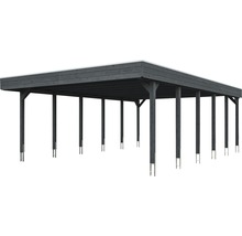 Holzcarport mit Flachdach und mehreren Stützen