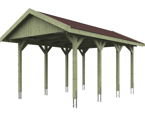 Carport en bois avec structure de toit à pignon