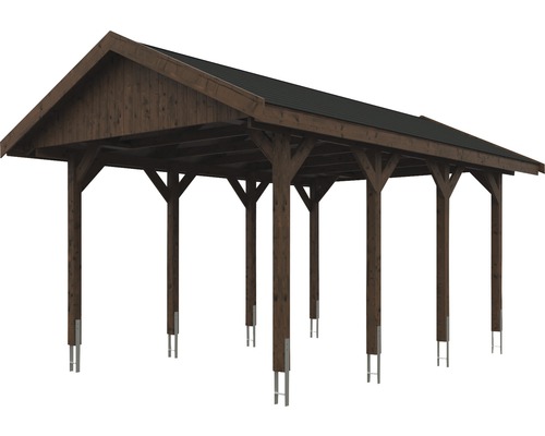 Carport en bois avec toit à deux pans pour véhicules