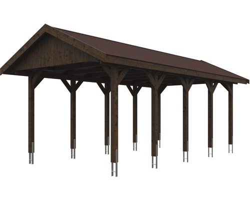 Carport en bois avec toit brun