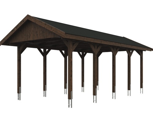 Carport en bois avec toit à deux pentes