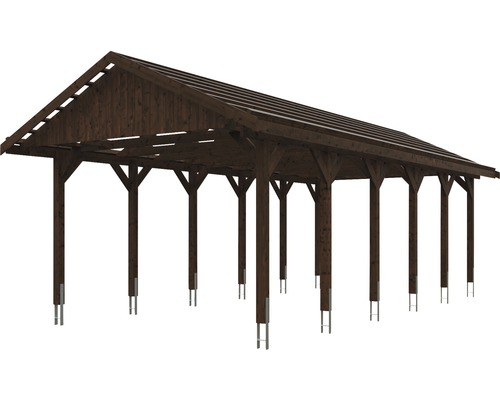 Grand abri en bois avec socles en métal
