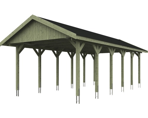 Carport en bois avec toit foncé