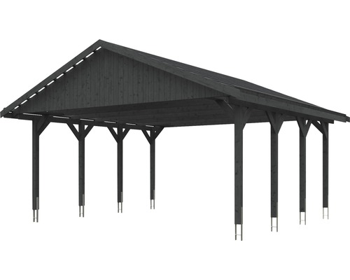 Carport en bois avec toit à deux pans pour l''extérieur