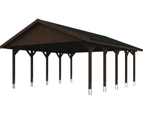 Carport en bois avec toit à deux pentes