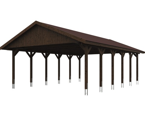 Long pavillon de jardin en bois avec toit