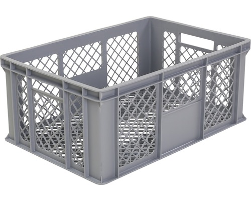 Boîte en plastique grise avec structure en treillis