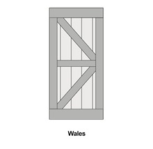 Schiebetür-Komplettset Barn Door Vintage natur Wales Speichen 95x215 cm inkl. Türblatt,Schiebetürbeschlag, Abstandshalter 40 mm und Griff-Set-thumb-4