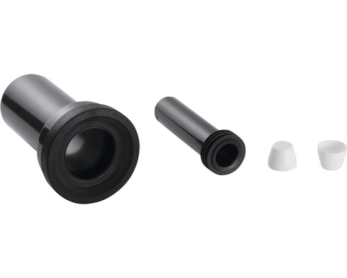 Kit de raccordement de WC suspendu KÖRO Ø90/45 mm x 220 mm Garniture de tuyau d''évacuation avec deux raccords et deux bouchons