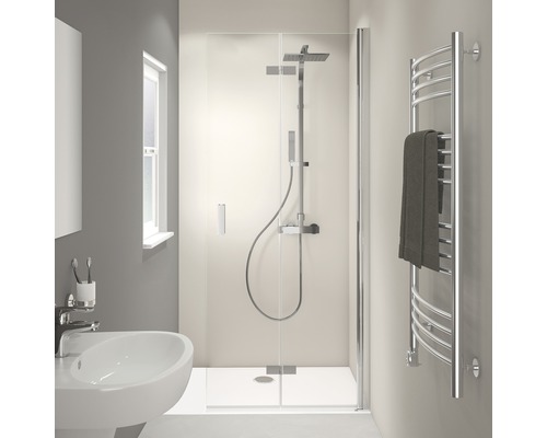 Douche à l'italienne BREUER Panorama 120 cm couleur du profilé chrome décor de vitre gris 3307005003040