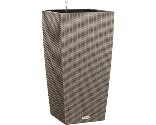 Pflanzvase Lechuza Cubico Cottage 40 Kunststoff H 75 cm sandbraun Haut bac à fleurs en plastique avec système d''irrigation et indicateur de niveau d''eau