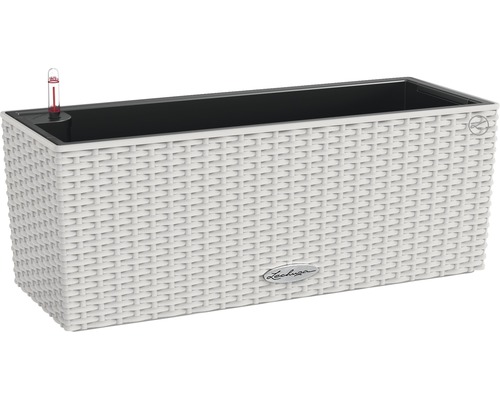 Blumenkasten Lechuza Balconera Cottage 50cm grau Pflanzkasten im Rattan-Design mit Wasserstandsanzeiger