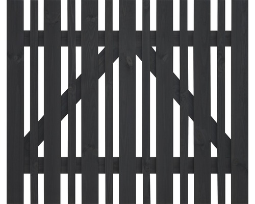 Portail à un vantail Konsta Eco sans fraise de serrure 100 x 80 cm anthracite Clôture en bois avec lattes et renforts diagonaux