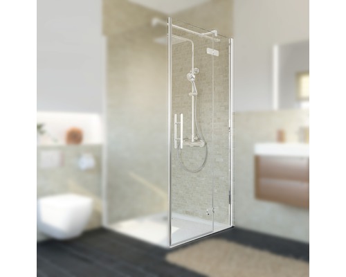 Porte de douche pour paroi latérale BREUER Avanta 100 cm couleur du profilé chrome décor de vitre gris 2173005003005