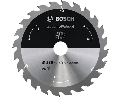 Lame de scie circulaire pour scie sans fil Standard for Wood, 136x1,5-1x20, 24 dents