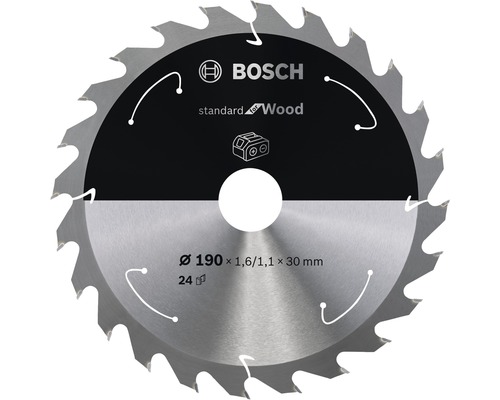 Lame de scie circulaire pour scie sans fil Standard for Wood, 190x1,6-1,1x30, 24 dents