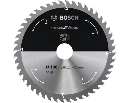 Lame de scie circulaire pour scies sans fil Standard for Wood, 190x1,6/1,1x30, 48 dents