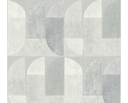 Papier peint intissé 37531-5 Geo Nordic graphique gris clair Papier peint avec motif géométrique de demi-cercles et rectangles