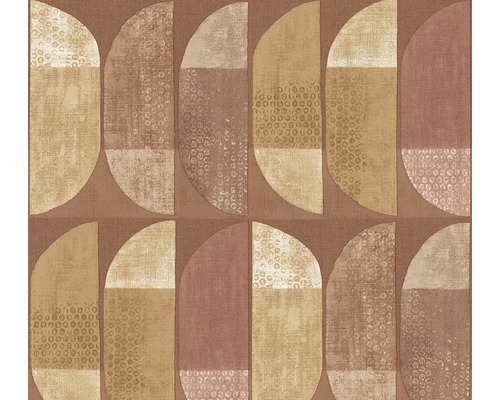 Papier peint intissé 37531-7 Geo Nordic graphique rouge orange Papier peint avec motif géométrique en demi-cercle