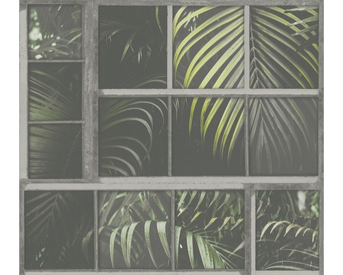 Vliestapete 37740-2 Industrial Fenster grau grün