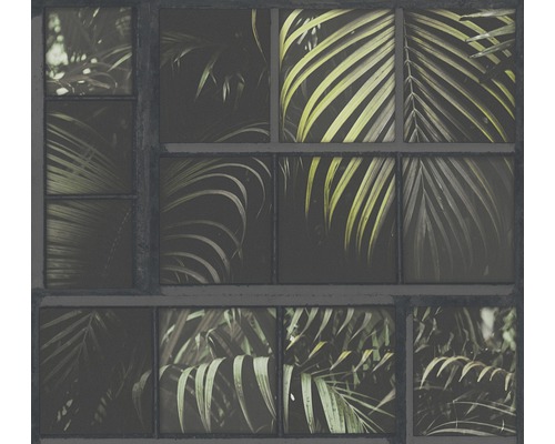 Vliestapete 37740-3 Industrial Fenster grün schwarz