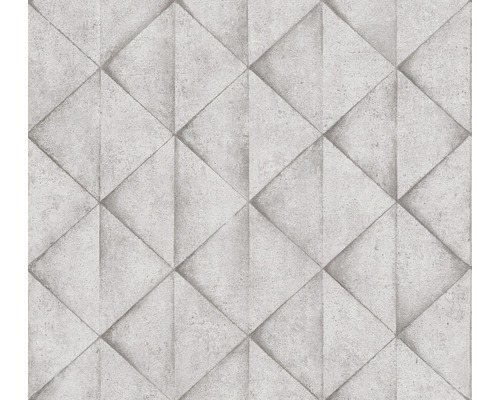 Papier peint intissé 37742-2 Industrial carreau en béton gris Papier peint à motif géométrique en losanges, aspect béton