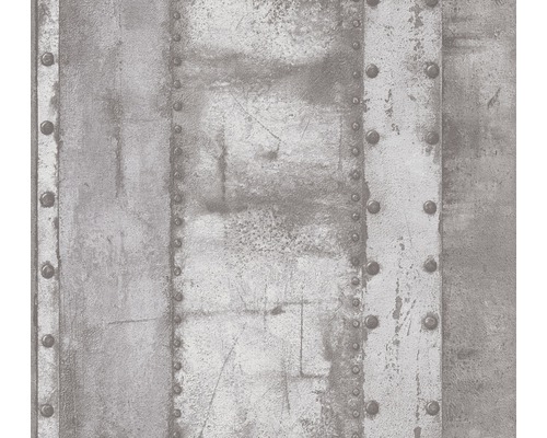 Papier peint intissé 37743-2 Industrial métal rouillé vert Papier peint avec aspect de plaques métalliques et détails de rivets