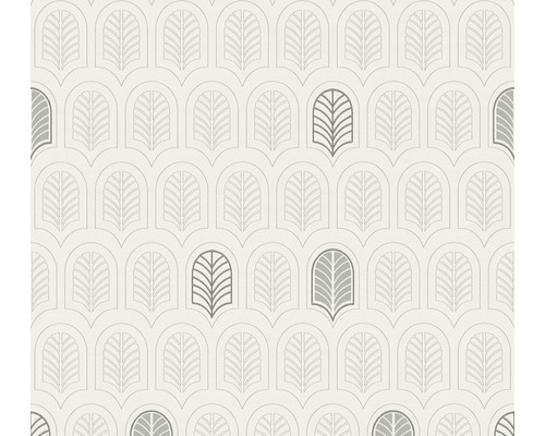 Papier peint intissé 37683-1 New Life graphique blanc Papier peint à motif géométrique de feuilles