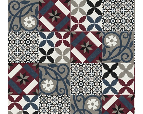 Vliestapete 37684-4 New Life Fliesen rot blau grau Muster aus sechzehn Zementfliesen mit verschiedenen Designs
