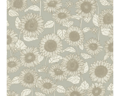 Papier peint intissé 37685-2 New Life fleurs gris-beige Papier peint à motif de tournesols