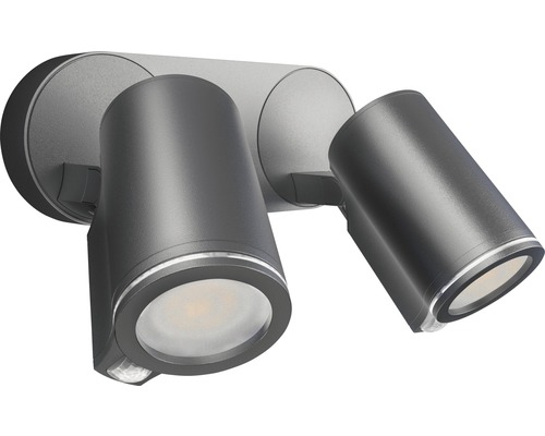 Spot mural à capteur LED Steinel 14,6 W 1024 lm 3000 K blanc chaud B 247 mm Spot Duo capteur SC Connect anthracite connexion possible sans fil via Bluetooth