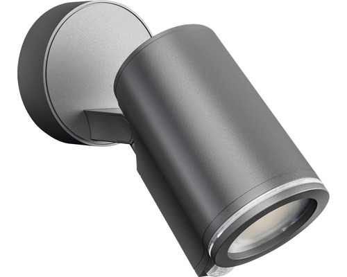 Spot mural à capteur LED Steinel 7,9 W 512 lm 3000 K blanc chaud L 175 mm réglage par Bluetooth et par une application Spot One SC anthracite